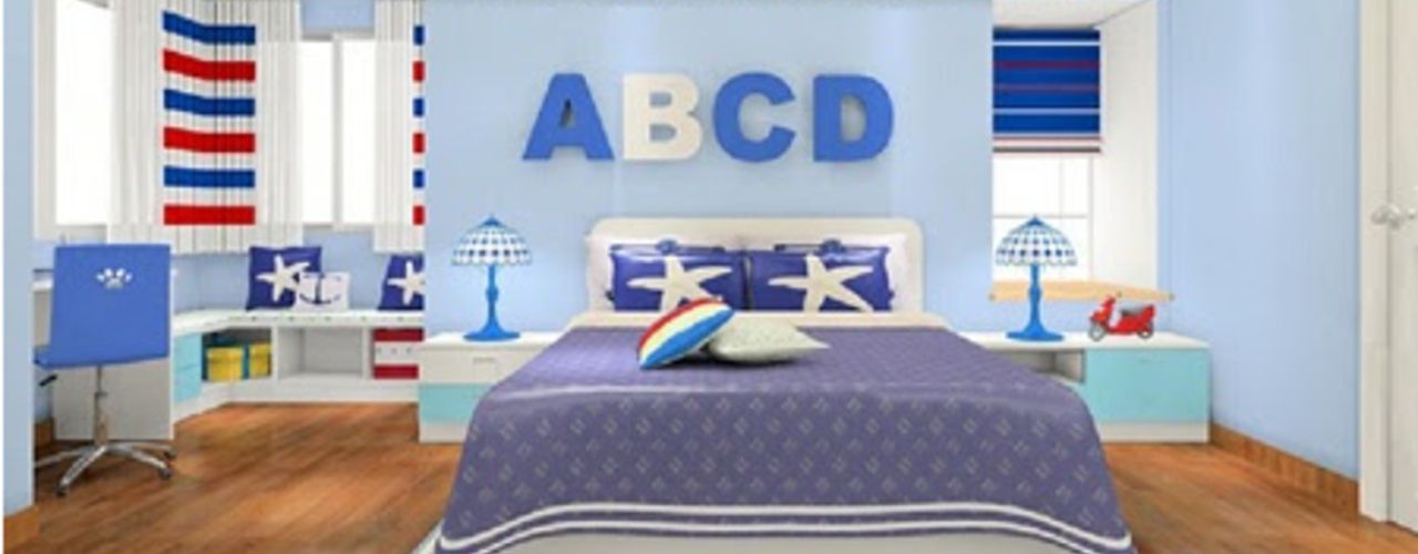 American-style-Children-bedroom-interior-decoration-in-blue